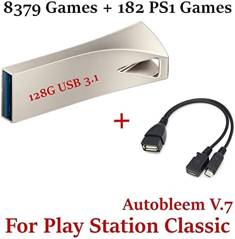 Teckeen New Plug & Play 128 GB Flash Drive U-Disk Classic 8379 Games + 182 za PS1 Games 31 sustav s mikro USB OTG kabelom