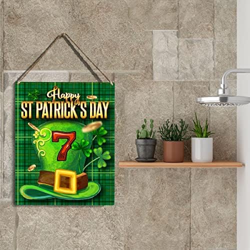 Smiješno sretni dan St. Patrick's Wood Sign Rustikalna zemaljska sreća shamrocks kapica drvena viseća ploča za kućnu dnevnu