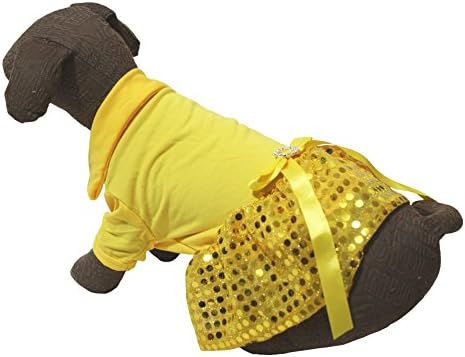 Štene odjeće za pse haljina obična žuta pamučna majica šljokica tutu