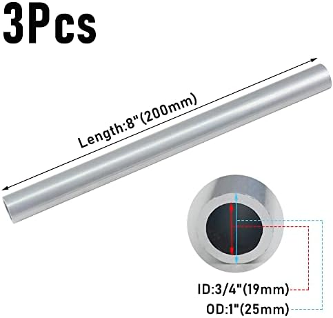 PLEERS 2 PCS 6061 ALUMINUM CIBING 3/4 OD X 5/8 ID X 8 Dužina Okružna ravna cijevi za cijev za opremanje, DIY, strojeve