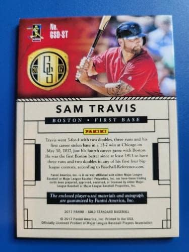 Sam Travis 2017 Panini Gold Standard Dual Jsy Auto D 120/199 Boston Red Sox! - Autografirani MLB dresovi