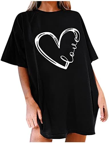 Odjeća trendi kratka rukava srce ljubav grafički salon gornje majice za lady posada košulja za vrat ljetne jesenske žene