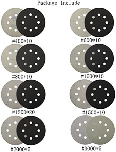 80pcs mokri suhi diskovi za brušenje, oblikovani 5 inčni 8 rupa u kuka i petlja za brušenje 400 600 800 1000 1200 1500 2000