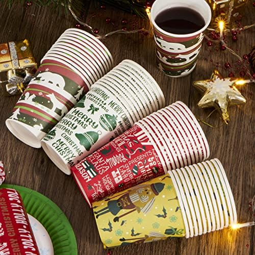 ; 48 kom božićne jednokratne šalice blagdanski pribor papirnate čaše za kakao od 9 oz, pribor za božićne zabave za kavu i