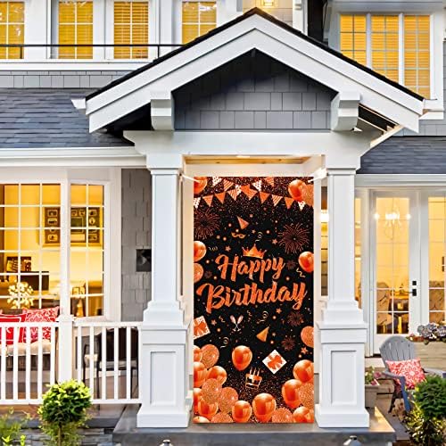 Narančasti natpis za rođendansku zabavu Ukrasi velika narančasta i crna pozadina za poklopac vrata Sretan rođendan natpis