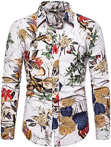 XXBR muške pamučne lanene košulje plus veličina, gumb dugih rukava Down Havaian Listove Košulja Vintage Boho casual plaža