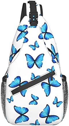 Dohooc Blue Leptir Sling Rockpack za žene križanje s džepnim vrećicama s patentnim zatvaračem za penjanje casual daypack