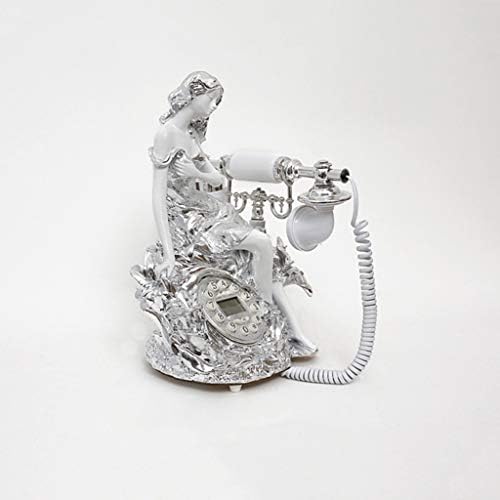 Telefonska antička kreativna srebrna ljepota s rotacijskim telefonom cvijeća - ožičeni retro telefon - vintage ukrasni telefon