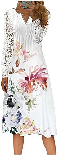 Ženska čipkasta patchwork omotaju maxi haljine cvjetni v vrat ruffle duga haljina maxi haljine plaža koktel sunca