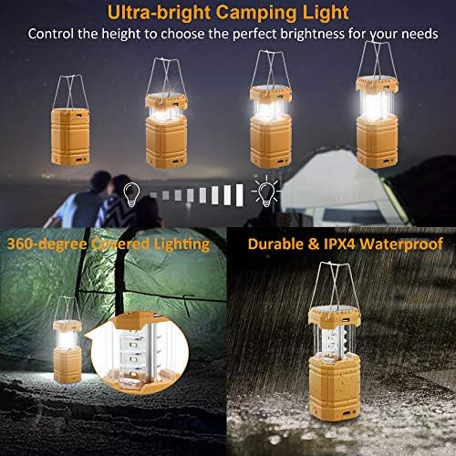 2 pakiranje solarnog kampiranja fenjerskog punjenja, ručna ručica lampiona lampica za hitnu lampicu, 3 načina na koji se