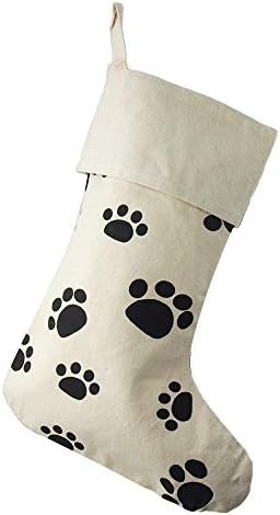 Homeford Animal Dog Paw Print Pamuk božićna čarapa, bež, 17-inčni