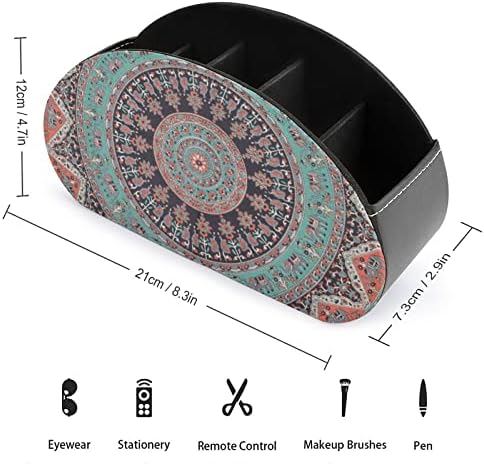 Mandala Boemska kožna kožna daljinska kontrola s 5 odjeljaka Office Storage Box Desktop Ladica
