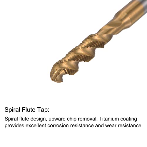 UxCell M3 x 0,5 Spiralna flauta Tap 2,5 mm set za bušenje, metrički titanijski pozlaćeni M35 kobaltni čelični stroj za navojni