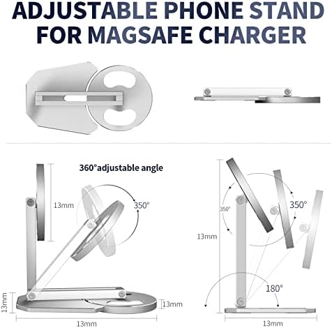 Magsafe Stand, aluminijska legura podesiva držač telefona za magsafe punjač, ​​350 stupnjeva rotirajuća magsafe telefonska