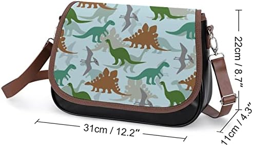 Dinosaur uzorak kožna srednja torbica za ramena modna ležerna torba s remenom