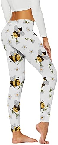 Sretan Dan pčela jogging i joga gamaše za žene tajice visokog struka slatke cvjetne pčele mekane mat rastezljive hlače za