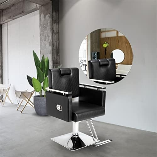 IRDFWH brijač stolica naslonjena stolica za frizura kvadratna osnovna frizerska stolica kozmetička stolica crna crna