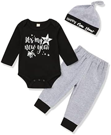 Novorođenče, 1. novogodišnja odjeća, moja prva novogodišnji romper i hlače, poklon za odjeću za dojenčad 0-12 mjeseci